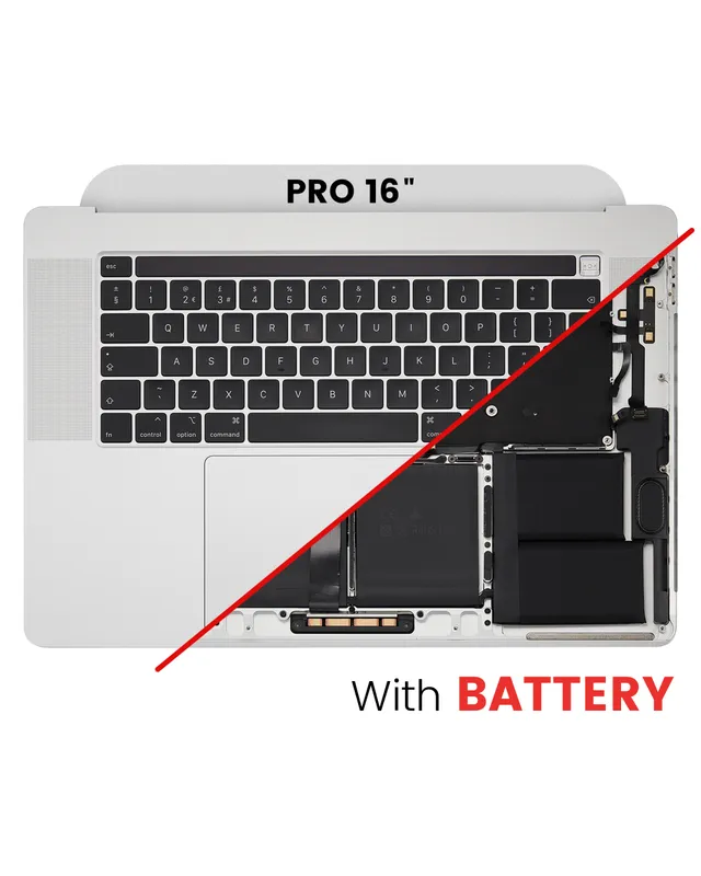 Top case s baterií a klávesnicí (britské rozložení ISO) pro MacBook Pro 16" A2141 (2019) (originál, nový) (stříbrná)