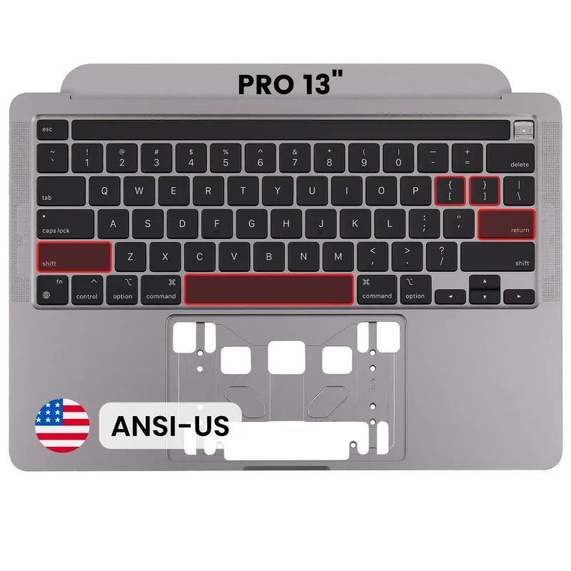 Top case s klávesnicí (americké rozložení ANSI) pro MacBook Pro 13" A2338 (2020) (vesmírně šedá)