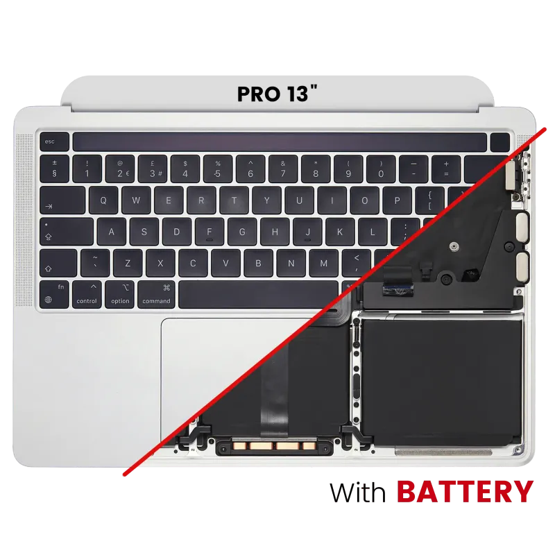 Top case s baterií a klávesnicí (americké rozložení ANSI) pro MacBook Pro 13" A2338 (2020) (M1) (stříbrná)