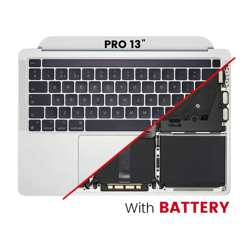 Top case s baterií a klávesnicí (britské rozložení ISO) pro MacBook Pro 13" A2338 (2020) (stříbrná)