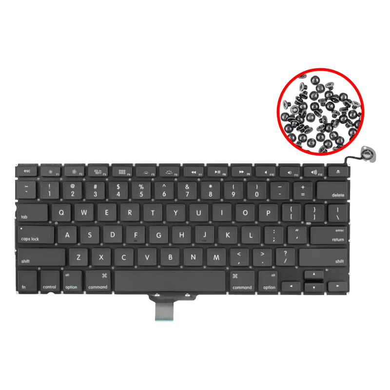 Klávesnice s podsvícením a šroubky (US anglická) pro MacBook Pro 13" A1278 (2009-2012)
