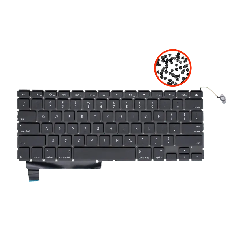 Klávesnice s podsvícením a šroubky (US anglická) pro MacBook Pro 15" A1286 (2008-2012)