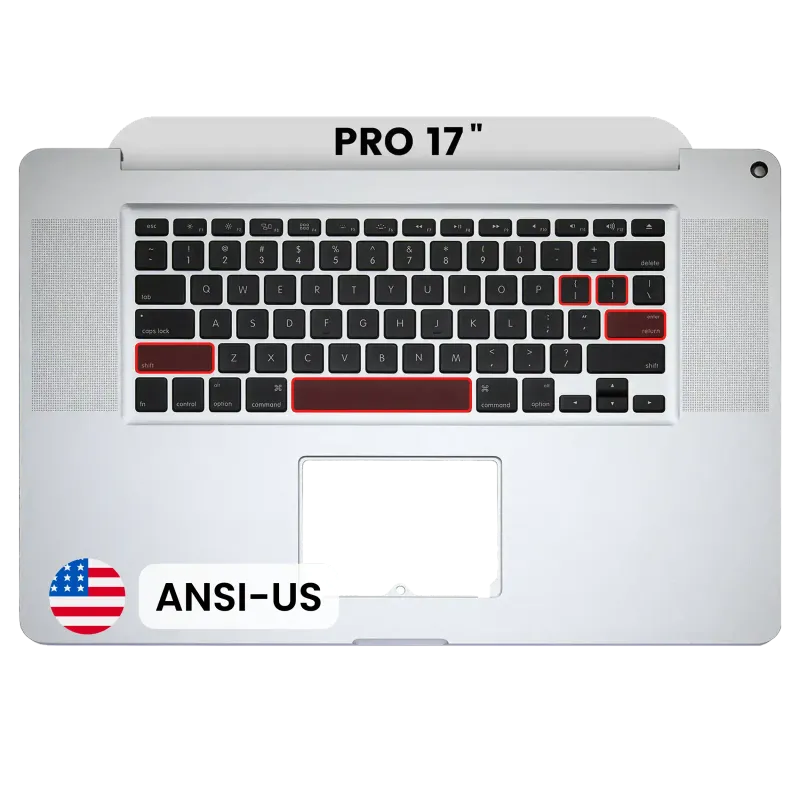Top case s klávesnicí (americké rozložení ANSI) pro MacBook Pro 17" A1297 (2009)