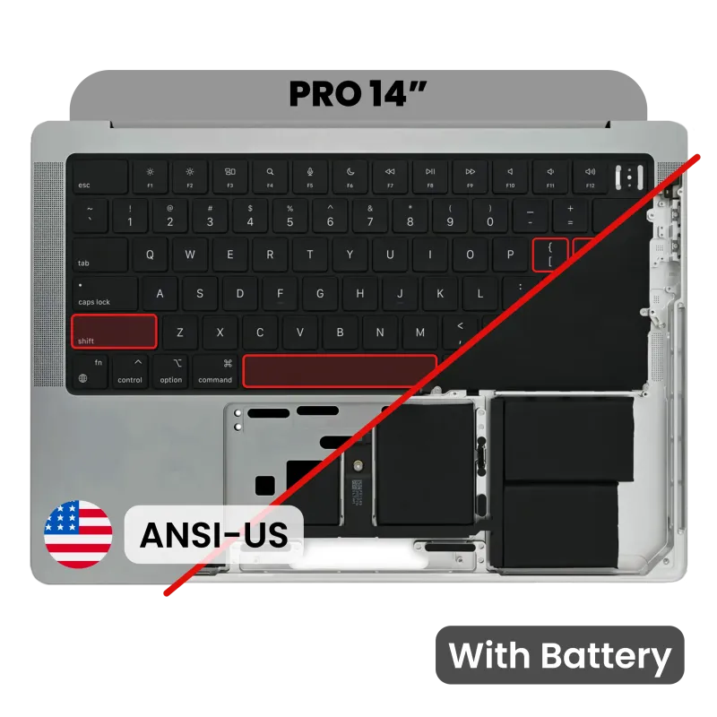 Top case s baterií a klávesnicí (německé rozložení ISO) pro MacBook Pro 14" A2442 (2021) / A2779 (2023) (vesmírně šedá)