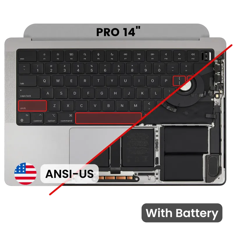 Top case s klávesnicí (americké rozložení ANSI) pro MacBook Pro 14" A2918 (2023) (vesmírně šedá)