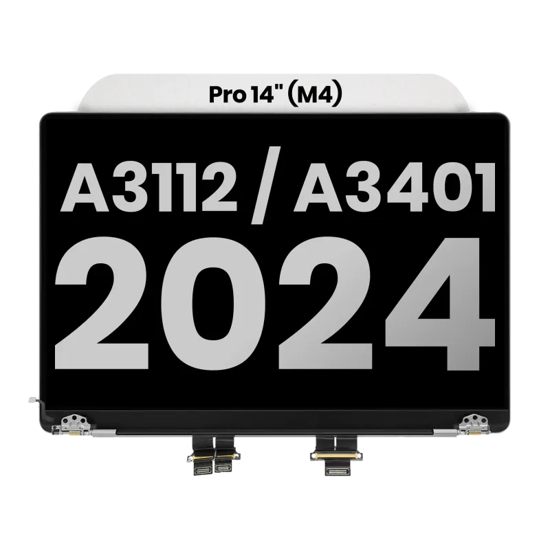 Kompletní LCD displej (lesklý) pro MacBook Pro 14" A3112 / A3401 / A3185 (2024) (předinstalovaný kabel senzoru úhlu víka) (originál z vyřazeného zařízení, stav A) (vesmírně černá)