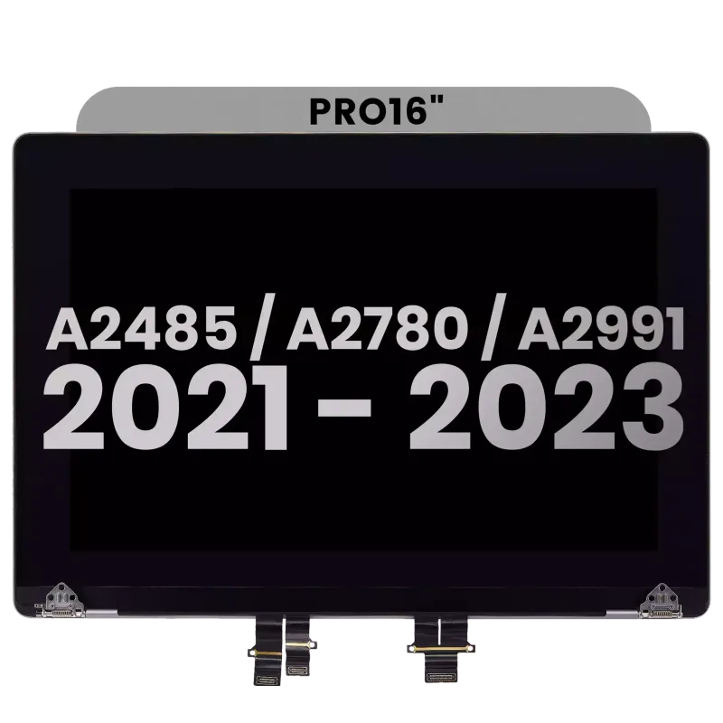 Kompletní LCD displej pro MacBook Pro 16" A2485 (2021) Pro / Max / A2780 (2023) / A2991 (2023) (předinstalovaný kabel senzoru úhlu víka) (originál z vyřazeného zařízení, stav A) (vesmírně šedá)