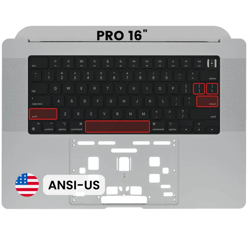 Top case s klávesnicí (americké rozložení ANSI) pro MacBook Pro 16" A2485 (2021) / A2780 (2023) (vesmírně šedá)
