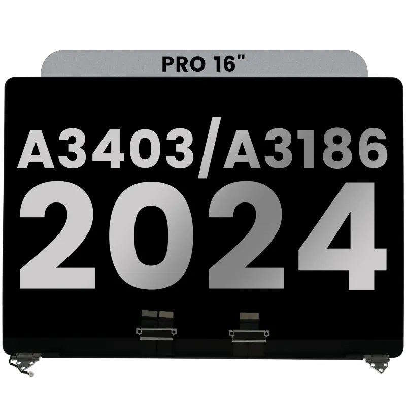 Kompletní LCD displej pro MacBook Pro 16" (A3403 / A3186 Late 2024) (předinstalovaný kabel senzoru úhlu víka) (originál z vyřazeného zařízení, stav B) (vesmírně černá)