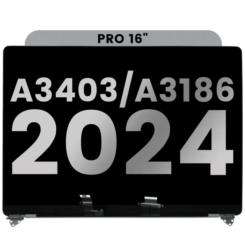 Kompletní LCD displej pro MacBook Pro 16" (A3403 / A3186 Late 2024) (předinstalovaný kabel senzoru úhlu víka) (originál z vyřazeného zařízení, stav A) (stříbrná)