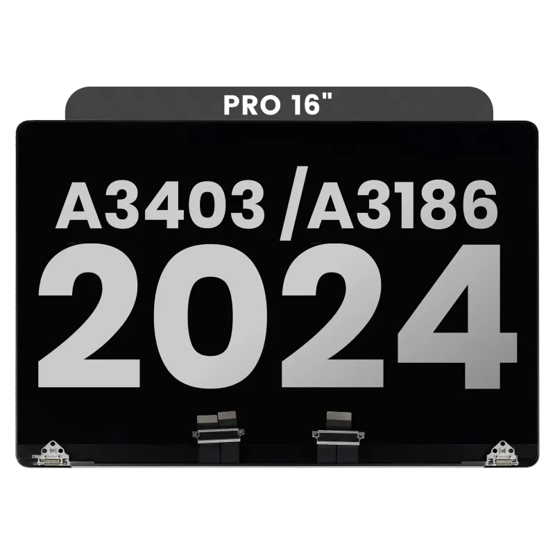 Kompletní LCD displej pro MacBook Pro 16" (A3403 / A3186 Late 2024) (předinstalovaný kabel senzoru úhlu víka) (originál z vyřazeného zařízení, stav A) (vesmírně černá)