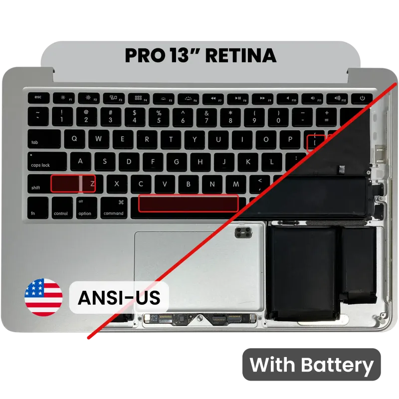 Top case s baterií a klávesnicí (americké rozložení ANSI) pro MacBook Pro 13" A1425 (2012-2013) (originál, nový)
