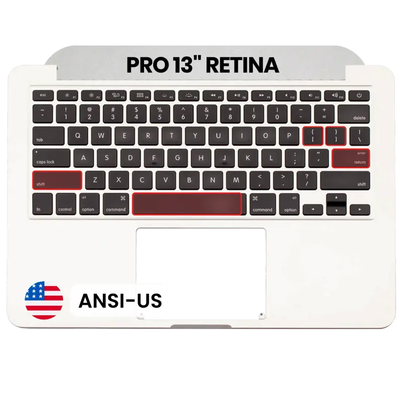 Top case s klávesnicí (americké rozložení ANSI) pro MacBook Pro 13" A1502 (2015) (originál z vyřazeného zařízení, stav B/C)