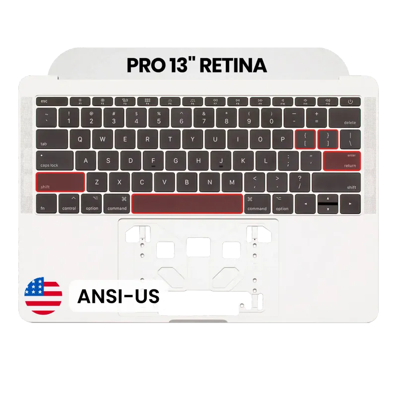 Top case s klávesnicí (americké rozložení ANSI) pro MacBook Pro 13" A1708 (2016-2017) (originál, nový) (stříbrná)