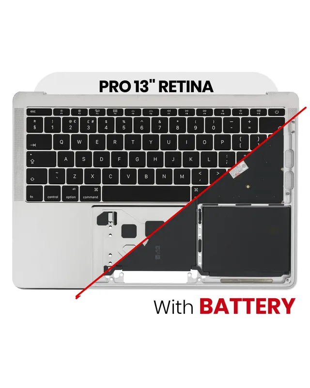 Top case s baterií a klávesnicí (britské rozložení ISO) pro MacBook Pro 13" A1708 (2016-2017) (originál, nový) (stříbrná)