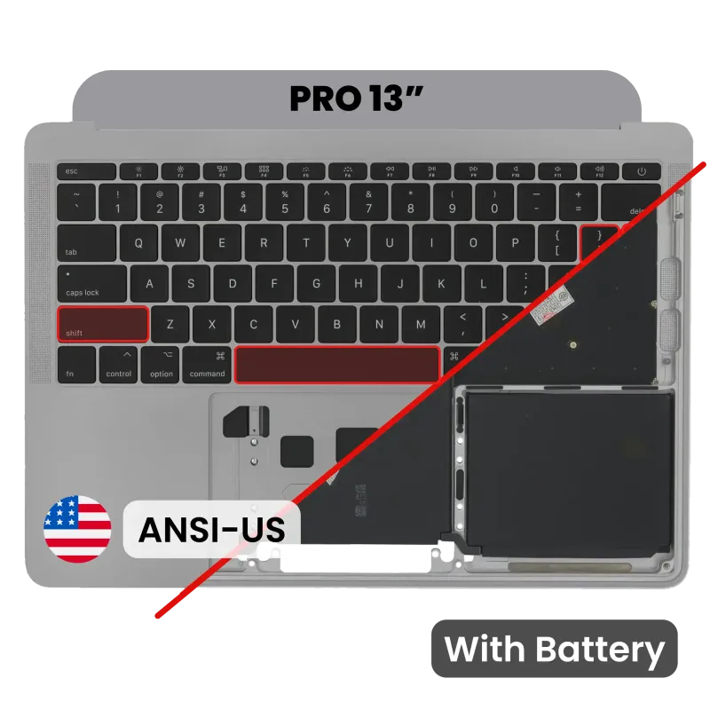 Top case s baterií a klávesnicí (americké rozložení ANSI) pro MacBook Pro 13" A1708 (2016) (originál, nový) (vesmírně šedá)