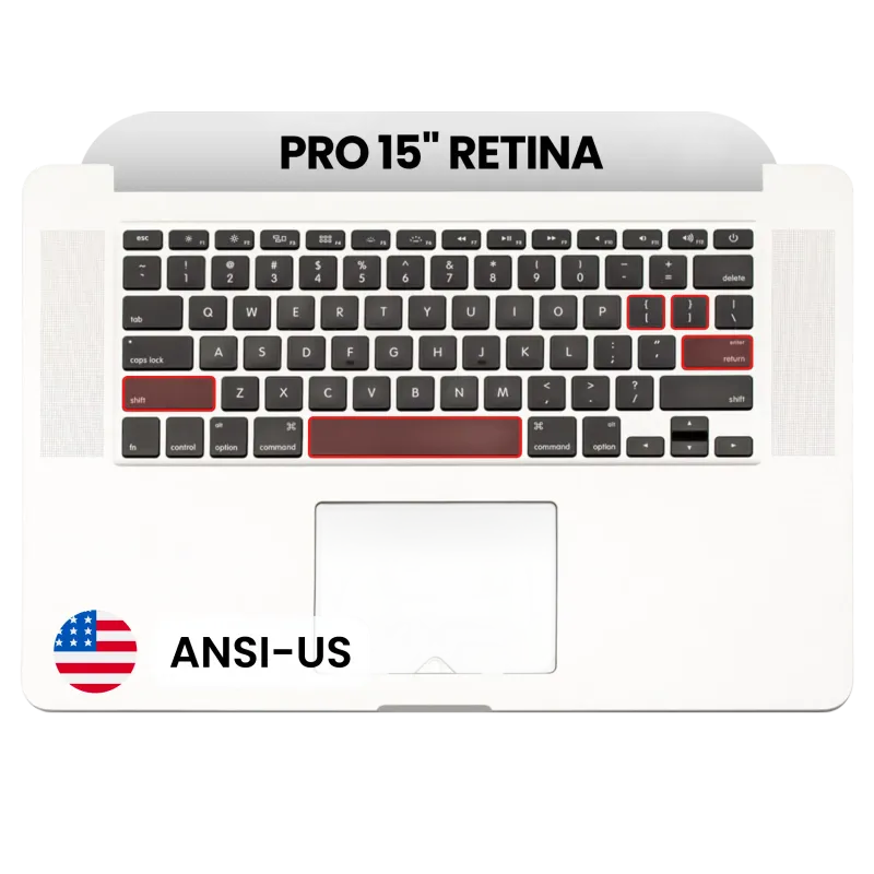 Top case s klávesnice (ansi us) a mikrofonem pro MacBook Pro 15" A1398 (2015) (originál z vyřazeného zařízení, stav A)