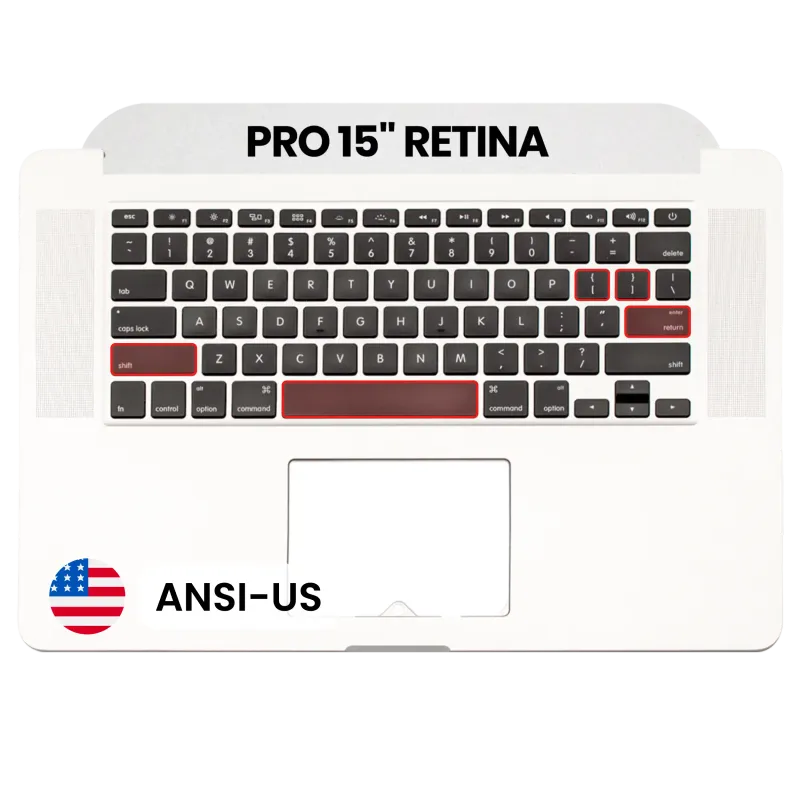 Top case s klávesnice (ansi us) a mikrofonem pro MacBook Pro 15" A1398 (2013-2014) (originál z vyřazeného zařízení, stav A)