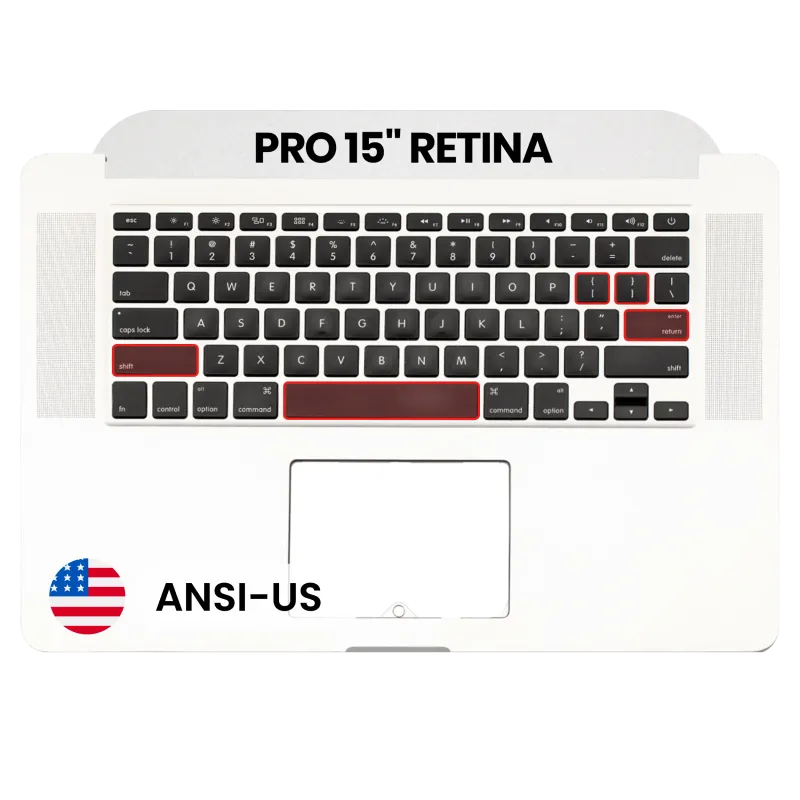 Top case s klávesnice (ansi us) a mikrofonem pro MacBook Pro 15" A1398 (2012-2013) (originál z vyřazeného zařízení, stav A)
