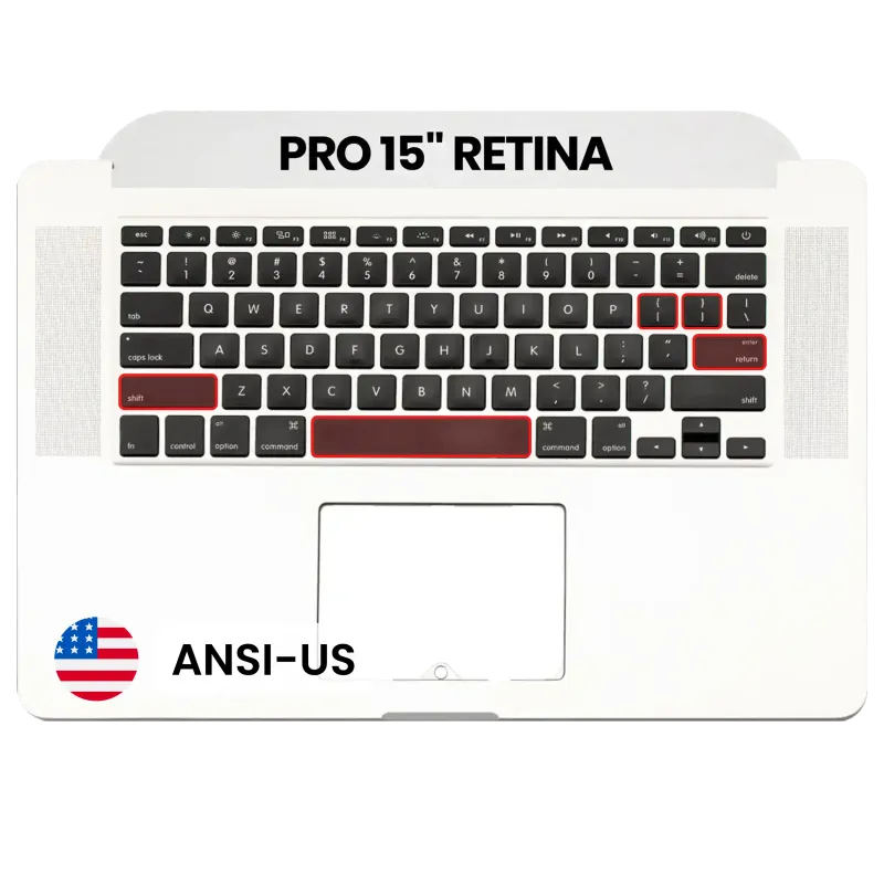Top case s klávesnicí (americké rozložení ANSI) pro MacBook Pro 15" A1398 (2015) (originál, nový) (stříbrná)
