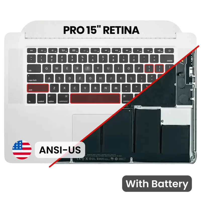 Top case s baterií a klávesnicí (americké rozložení ANSI) pro MacBook Pro 15" A1398 (2015)