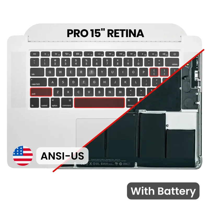 Top case s baterií a klávesnicí (americké rozložení ANSI) pro MacBook Pro 15" A1398 (2013-2014)