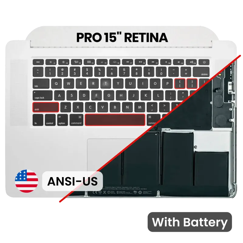 Top case s baterií a klávesnicí (americké rozložení ANSI) pro MacBook Pro 15" A1398 (2012-2013)