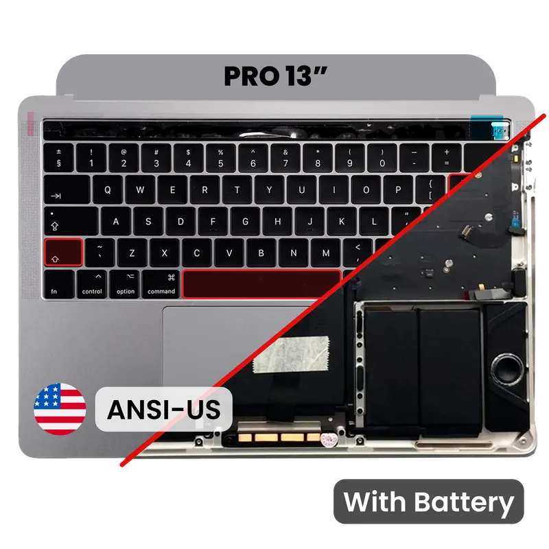 Top case s baterií a klávesnicí (americké rozložení ANSI) pro MacBook Pro 13" A1706 (2016) (originál z vyřazeného zařízení, stav A) (vesmírně šedá)