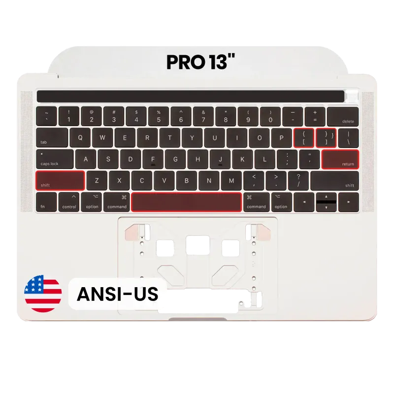 Top case s klávesnicí (americké rozložení ANSI) pro MacBook Pro 13" A1706 (2016-2017) (originál, nový) (stříbrná)