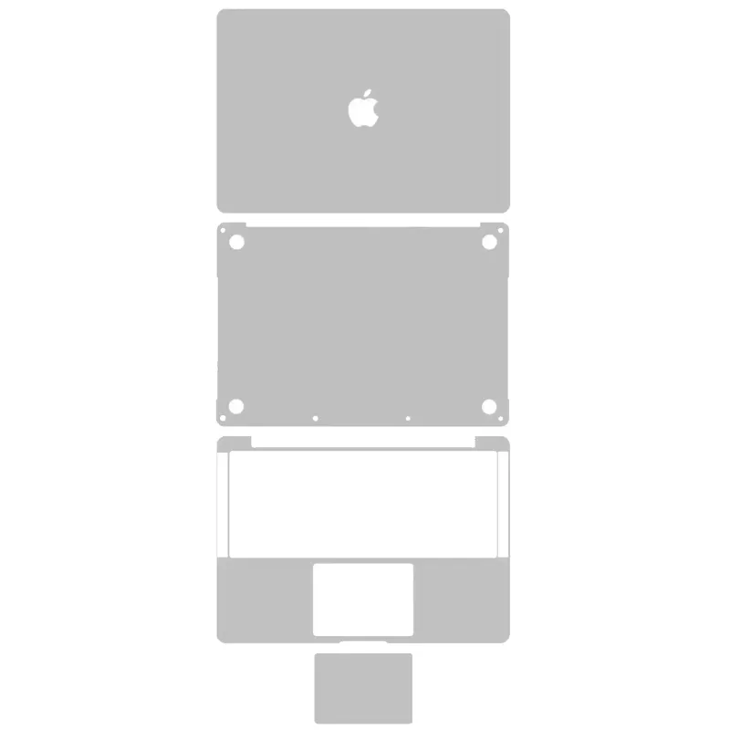 4v1 (Top, Bottom, Keyboard, Trackpad) Skin pro MacBook Pro 13" A1708 (2016) (stříbrná)