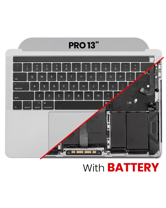 Top case s baterií a klávesnicí (britské rozložení ISO) pro MacBook Pro 13" A1989 (2018-2019) (originál z vyřazeného zařízení, stav B/C) (vesmírně šedá)