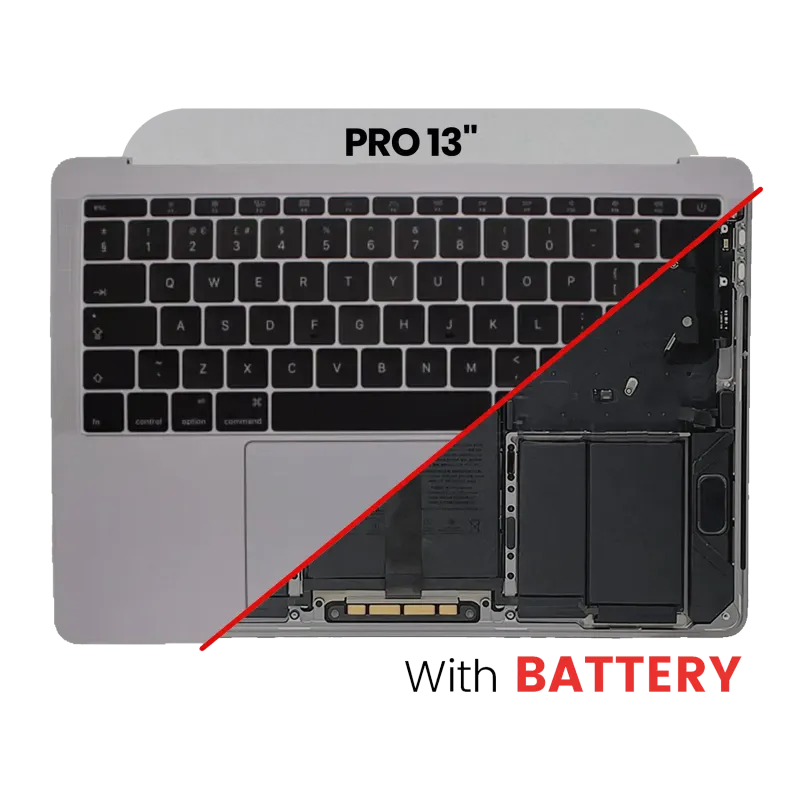 Top case s klávesnice (iso uk) a trackpadem pro MacBook Pro 13" A1989 (2018-2019) (originál z vyřazeného zařízení, stav B/C) (vesmírně šedá)