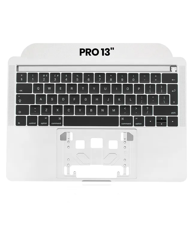 Top case s klávesnicí (britské rozložení ISO) pro MacBook Pro 13" A1989 (2018-2019) (originál z vyřazeného zařízení, stav A) (stříbrná)