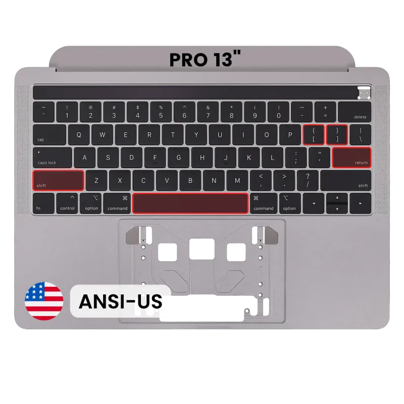 Top case s klávesnicí (americké rozložení ANSI) pro MacBook Pro 13" A1989 (2018-2019) (originál, nový) (vesmírně šedá)