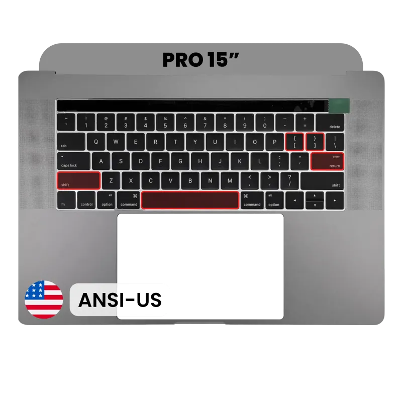 Top case s klávesnicí (americké rozložení ANSI) pro MacBook Pro 15" A1707 (2016-2017) (originál z vyřazeného zařízení, stav B/C) (vesmírně šedá)