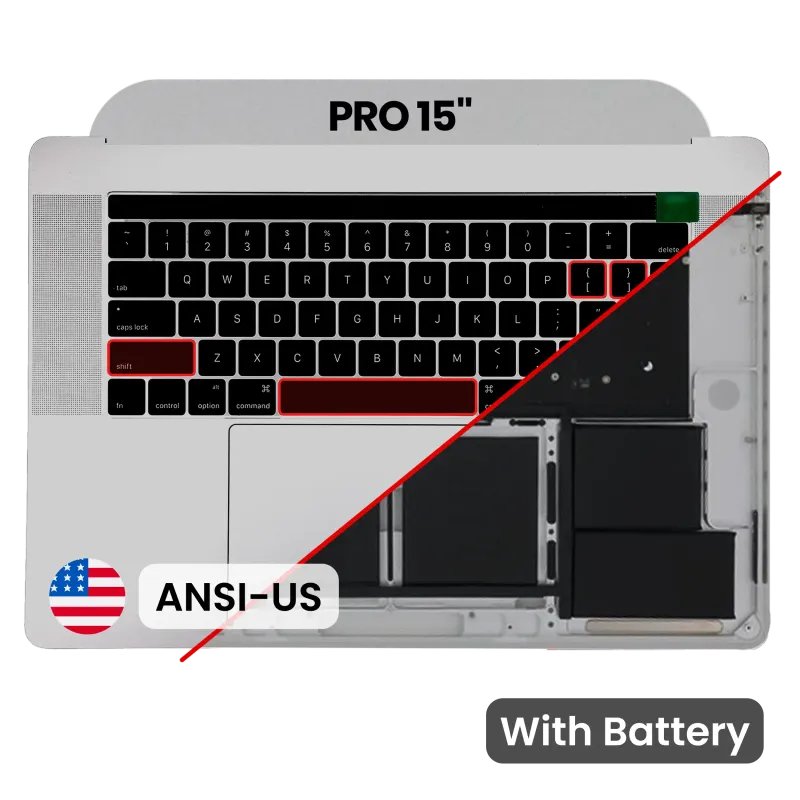 Top case s baterií a klávesnicí (americké rozložení ANSI) pro MacBook Pro 15" A1707 (2016-2017) (originál z vyřazeného zařízení, stav B/C) (vesmírně šedá)
