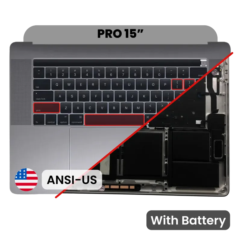 Top case s baterií a klávesnicí (americké rozložení ANSI) pro MacBook Pro 15" A1707 (2016-2017) (vesmírně šedá)