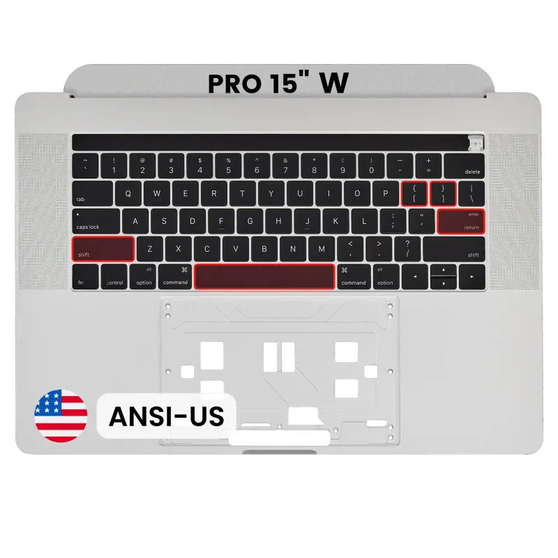 Top case s klávesnicí (americké rozložení ANSI) pro MacBook Pro 15" A1707 (2016-2017) (originál, nový) (stříbrná)