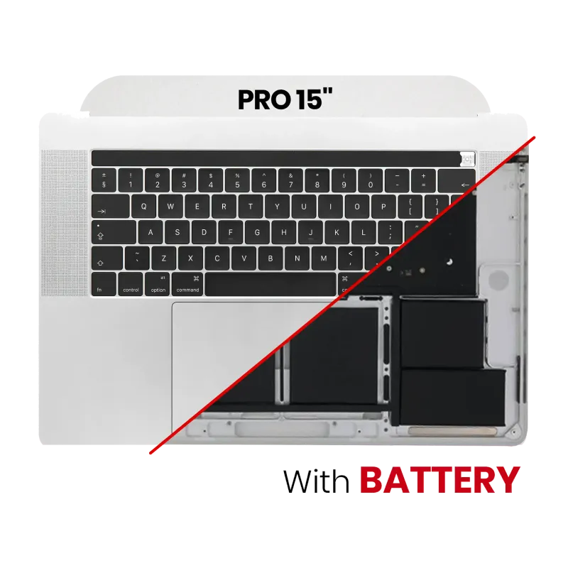 Top case s baterií a klávesnicí (britské rozložení ISO) pro MacBook Pro 15" A1707 (2016-2017) (stříbrná)