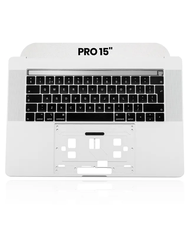Top case s klávesnicí (britské rozložení ISO) pro MacBook Pro 15" A1990 (2018-2019) (originál z vyřazeného zařízení, stav A) (stříbrná)
