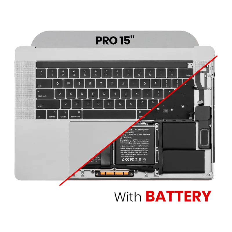Top case s baterií a klávesnicí (americké rozložení ANSI) pro MacBook Pro 15" A1990 (2018-2019) (originál z vyřazeného zařízení, stav A) (vesmírně šedá)