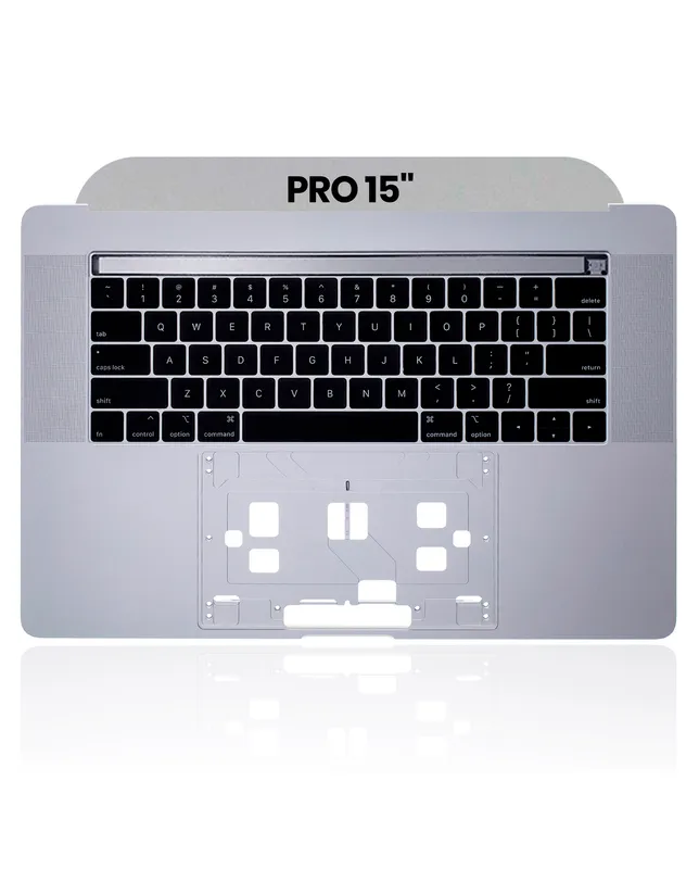 Top case s klávesnicí (americké rozložení ANSI) pro MacBook Pro 15" A1990 (2018-2019) (originál z vyřazeného zařízení, stav A) (stříbrná)