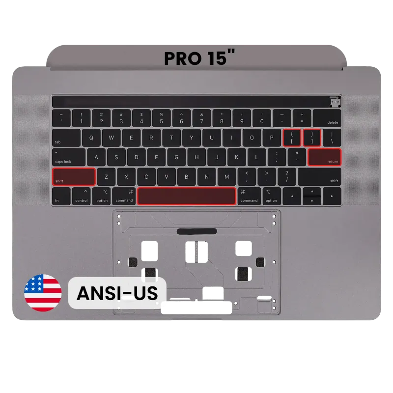 Top case s klávesnicí (americké rozložení ANSI) pro MacBook Pro 15" A1990 (2018-2019) (originál, nový) (vesmírně šedá)