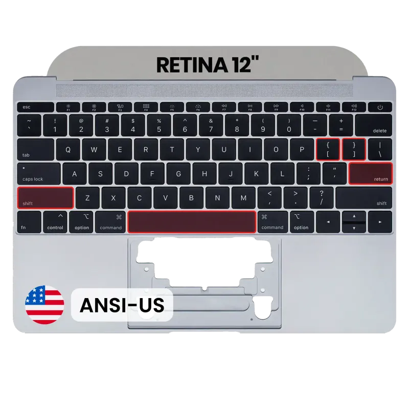 Top case s klávesnice (ansi us) a mikrofonem pro MacBook 12" A1534 (2015) (originál, nový) (vesmírně šedá)