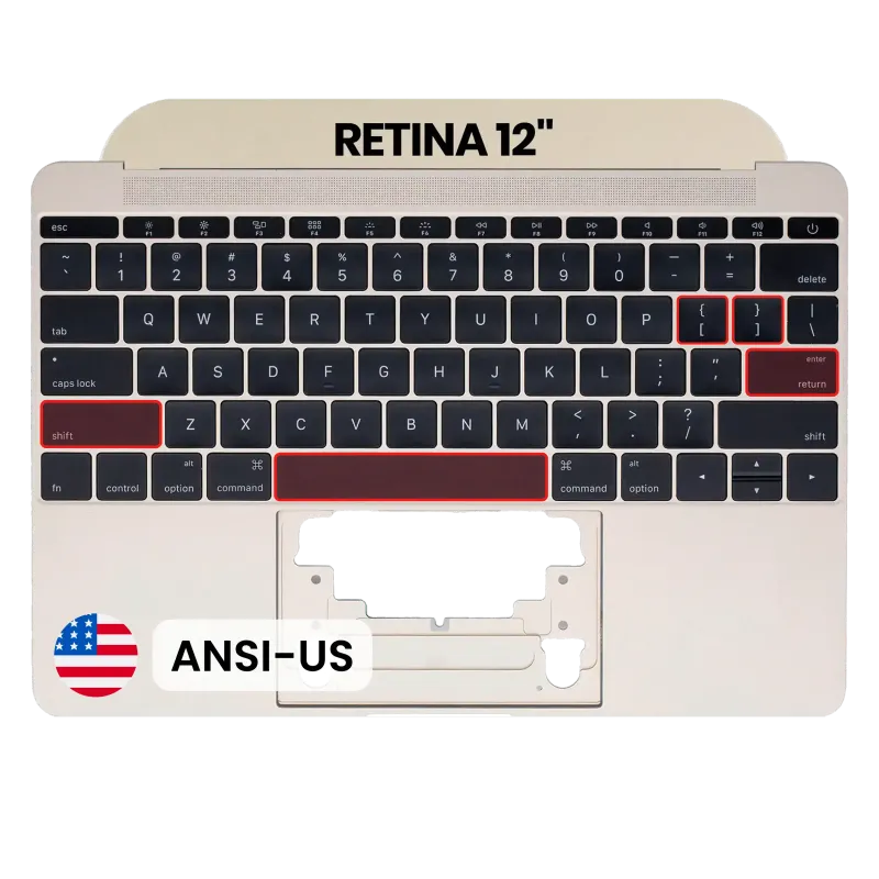 Top case s klávesnice (ansi us) a mikrofonem pro MacBook 12" A1534 (2015) (originál, nový) (zlatá)