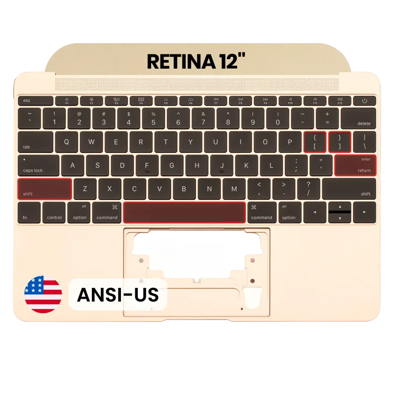 Top case s klávesnice (ansi us) a mikrofonem pro MacBook 12" A1534 (2016-2017) (originál z vyřazeného zařízení, stav A) (zlatá)