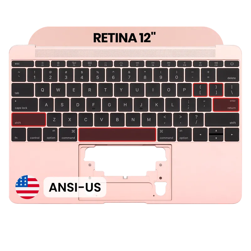 Top case s klávesnice (ansi us) a mikrofonem pro MacBook 12" A1534 (2016-2017) (originál z vyřazeného zařízení, stav B/C) (růžově zlatá)