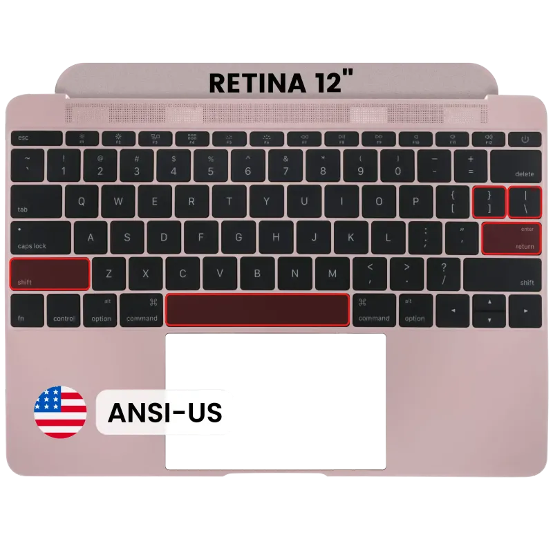 Top case s klávesnicí (americké rozložení ANSI) pro MacBook 12" A1534 (2016-2017) (originál z vyřazeného zařízení, stav A) (růžově zlatá)