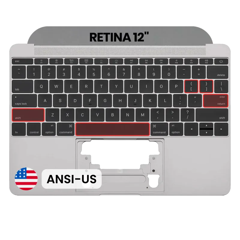 Top case s klávesnice (ansi us) a mikrofonem pro MacBook 12" A1534 (2016-2017) (originál, nový) (vesmírně šedá)