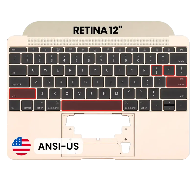 Top case s klávesnice (ansi us) a mikrofonem pro MacBook 12" A1534 (2016-2017) (originál, nový) (zlatá)
